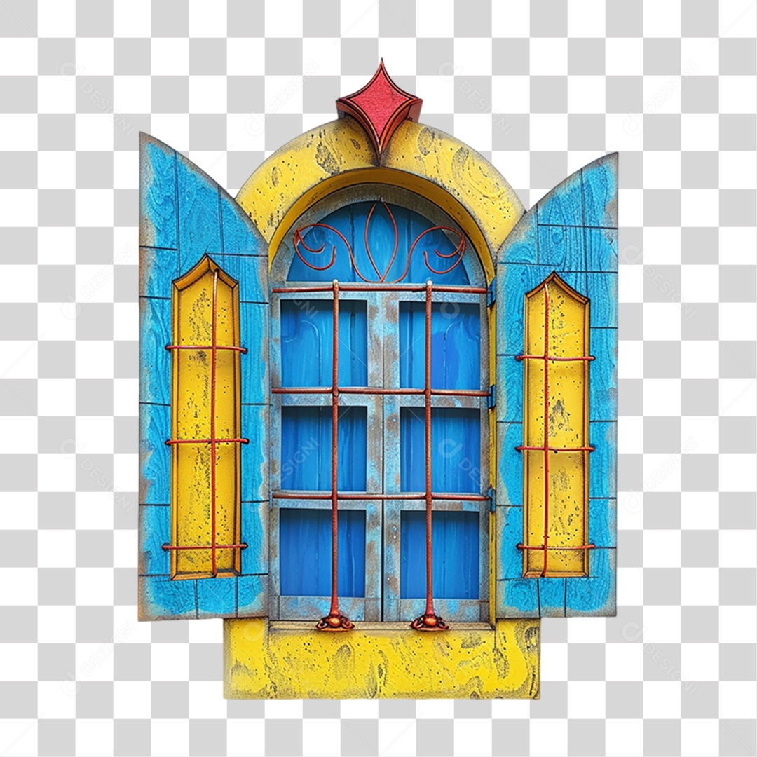 Elemento 3D Janela Colorida PNG Transparente