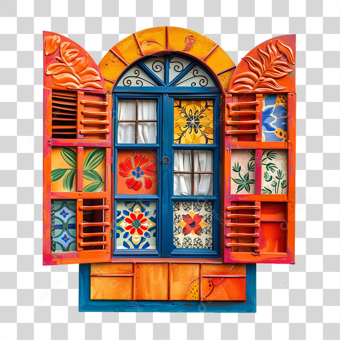 Elemento 3D Janela Colorida PNG Transparente