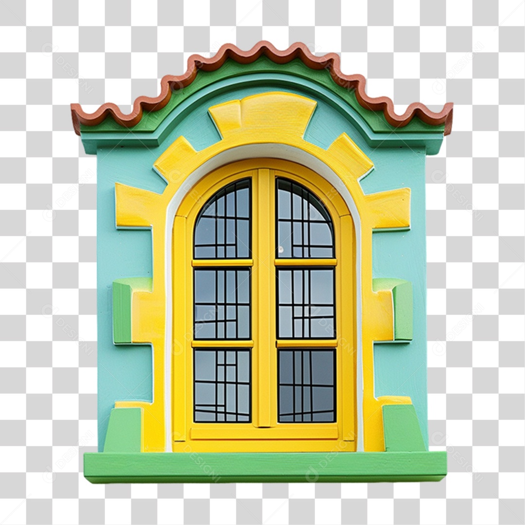 Elemento 3D Janela Colorida PNG Transparente