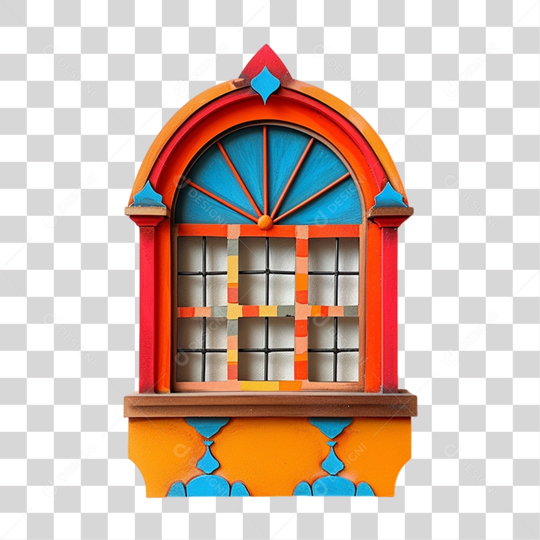 Elemento 3D Janela Colorida PNG Transparente