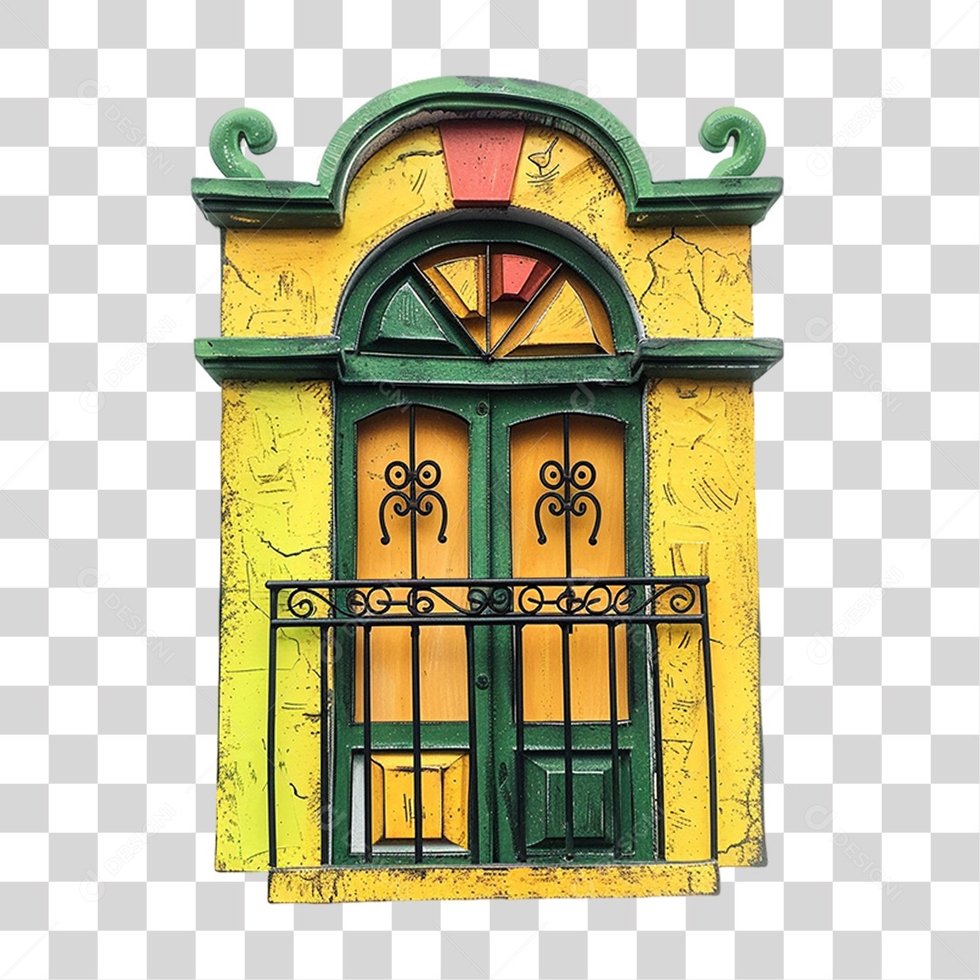 Elemento 3D Janela Colorida PNG Transparente