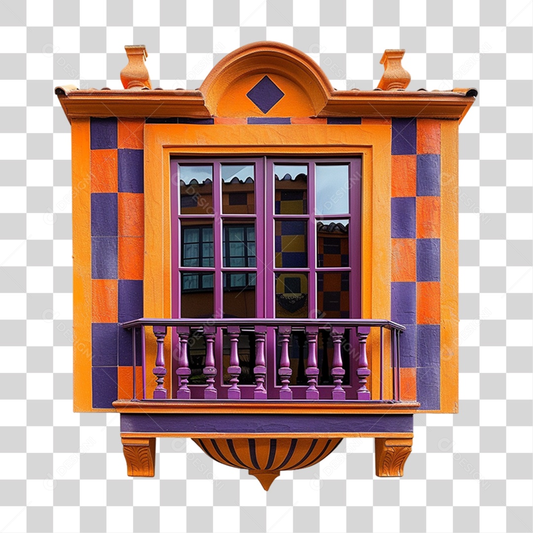 Elemento 3D Janela Colorida PNG Transparente