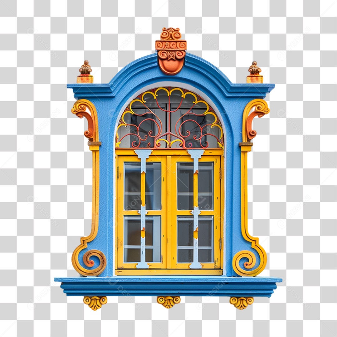 Elemento 3D Janela Colorida PNG Transparente