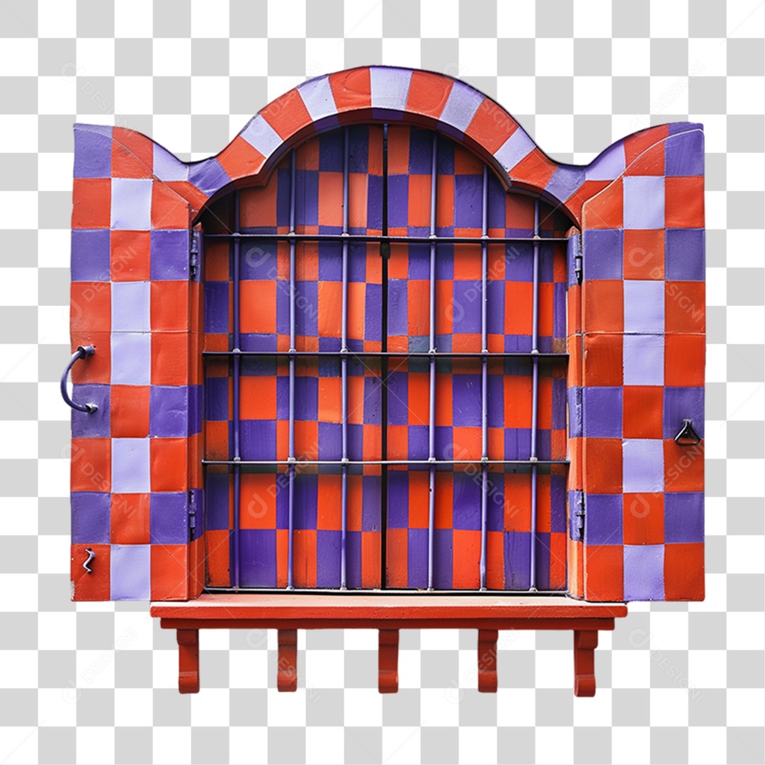Elemento 3D Janela Colorida PNG Transparente