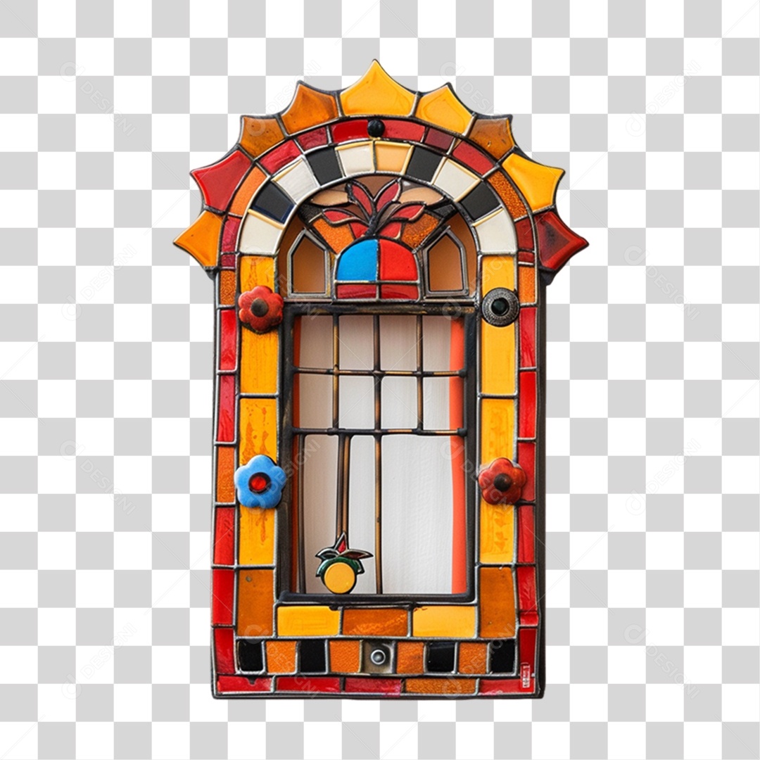 Elemento 3D Janela Colorida PNG Transparente