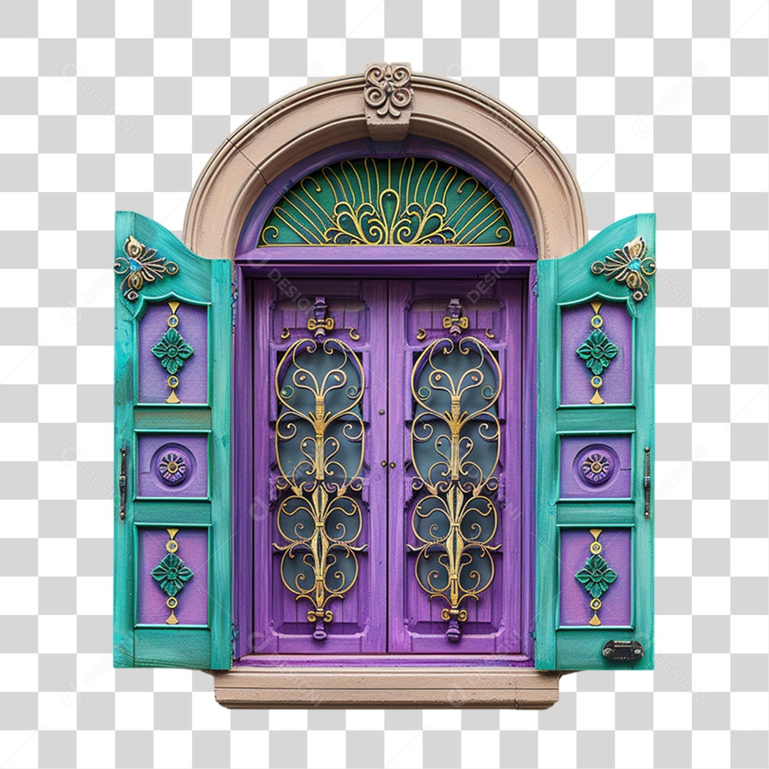 Elemento 3D Janela Colorida PNG Transparente