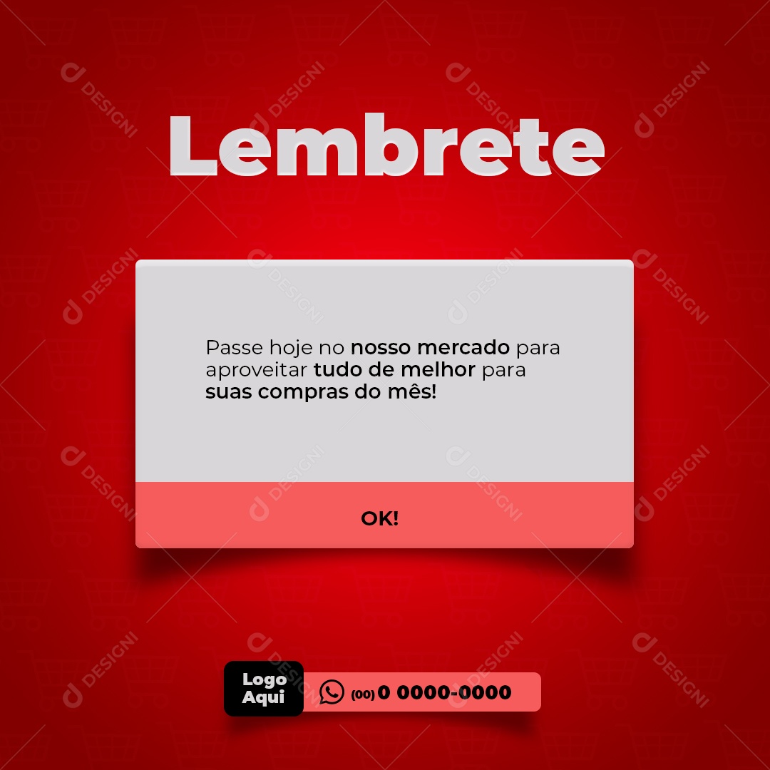 Lembrente Passe Hoje no nosso Mercado Social Media PSD Editável
