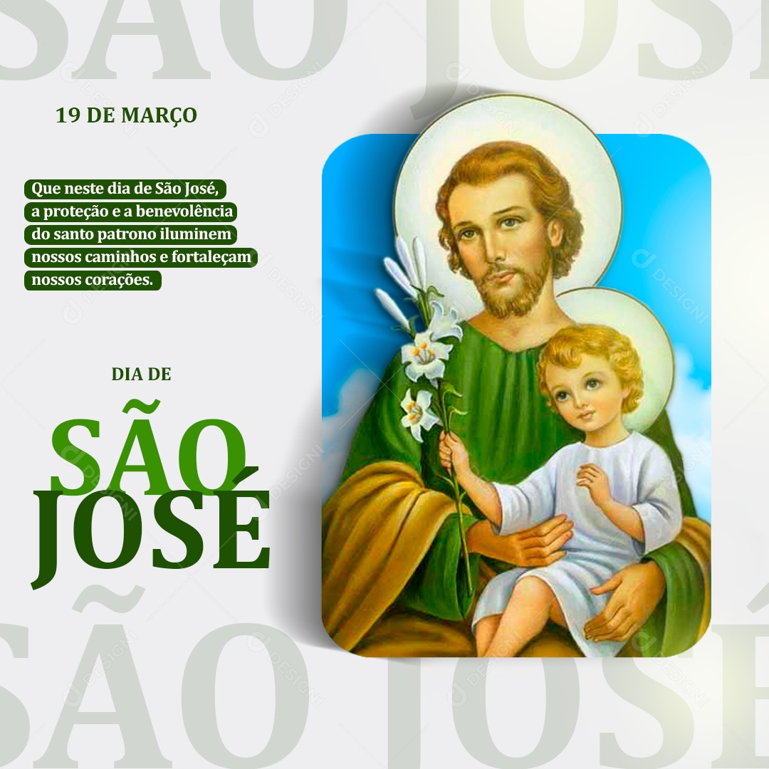 Dia de São José 19 de Março Fortaleçam nossos Corações Social Media PSD Editável