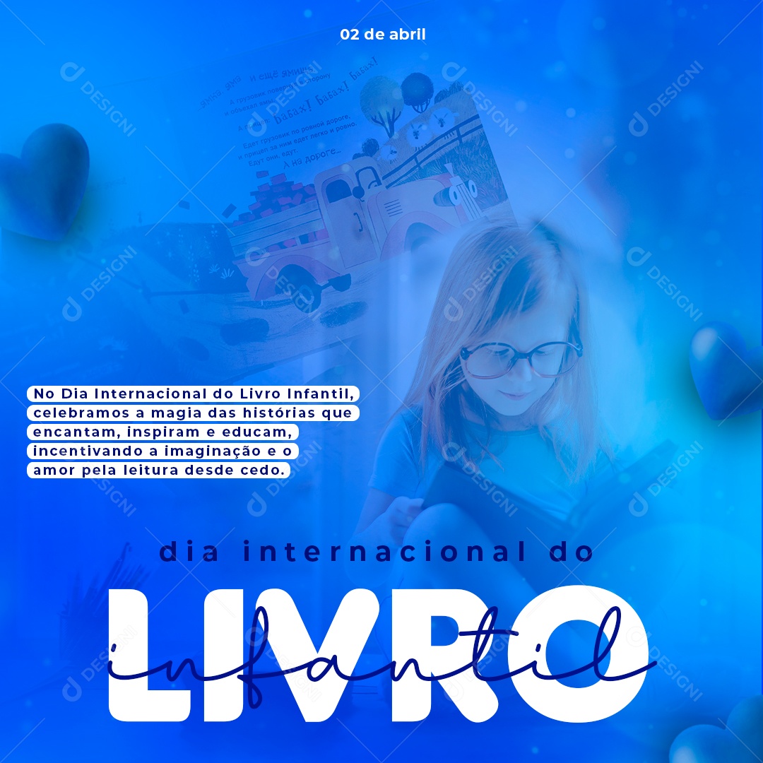 Dia Internacional do Livro Infantil 02 de Abril Social Media PSD Editável