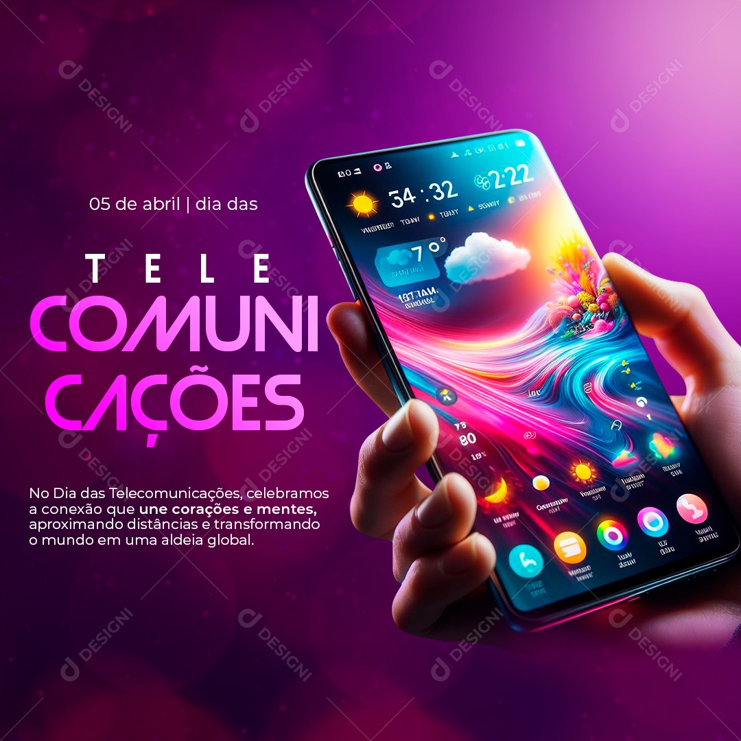 Dia das Telecomunicações 05 de Abril Social Media PSD Editável
