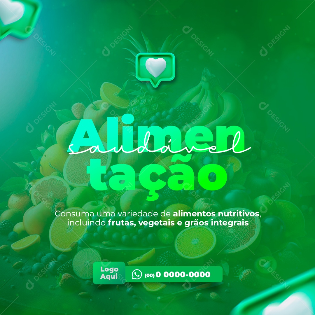 Alimentação Saudável Nutricionista Social Media PSD Editável