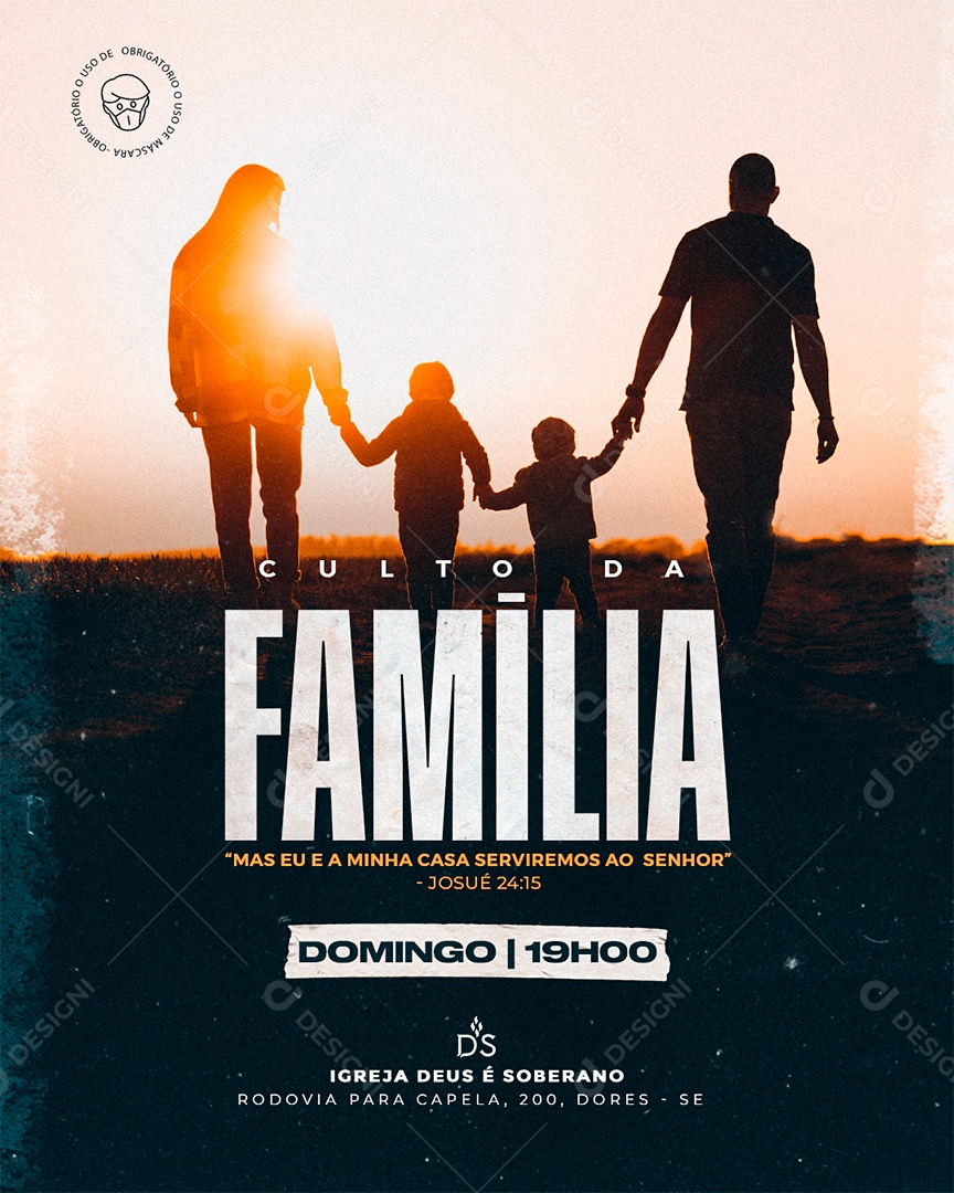 Social Media Gospel Culto da Família PSD Editável