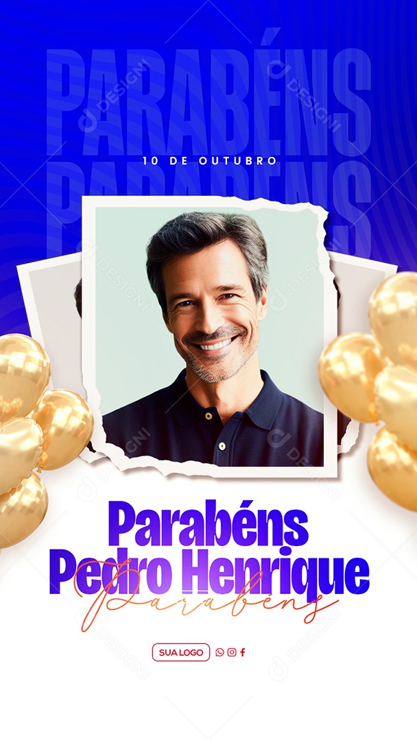Aniversário Parabéns Pedro Henrique Social Media PSD Editável