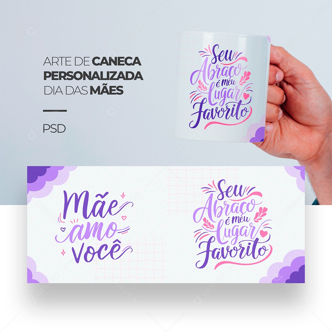 Arte de Caneca Personalizada Dia das Mães Super Mãe PSD Editável