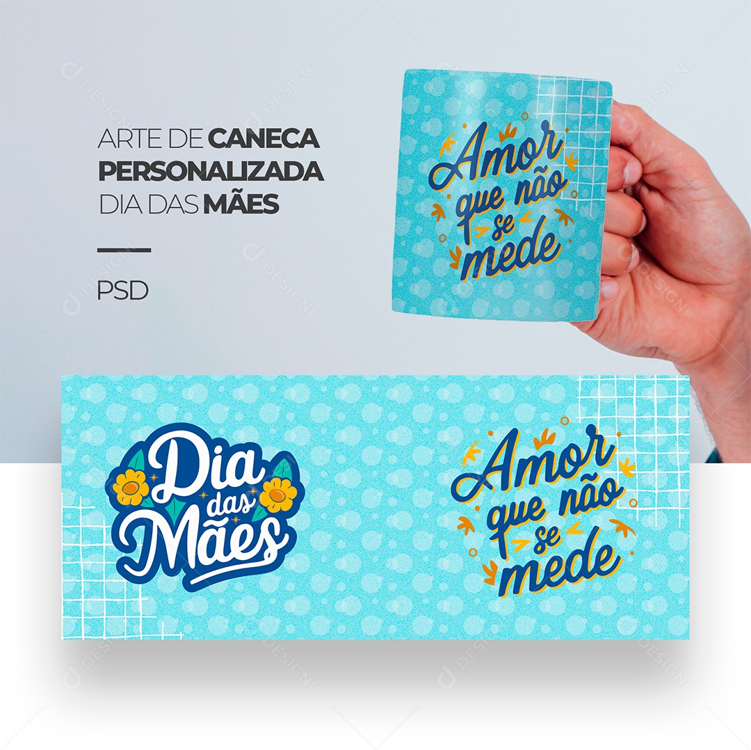 Arte de Caneca Personalizada Dia das Mães PSD Editável