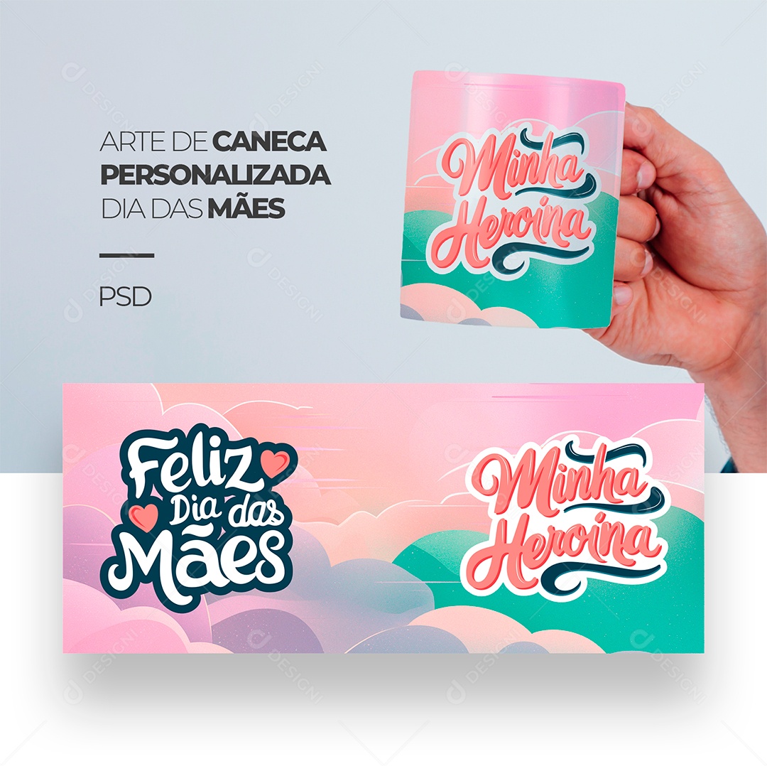 Editable Happy Mother's Day PSD Personalized Mug Art