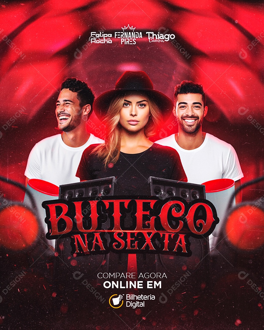 Flyer Felipe Rocha Fernanda Pires Thiago Cunha Social Media PSD Editável