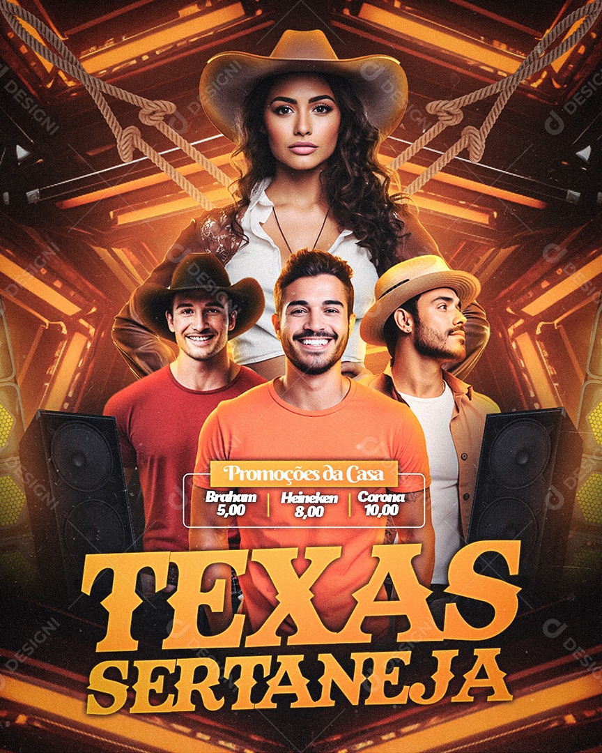 Flyer Texas Sertaneja Social Media PSD Editável