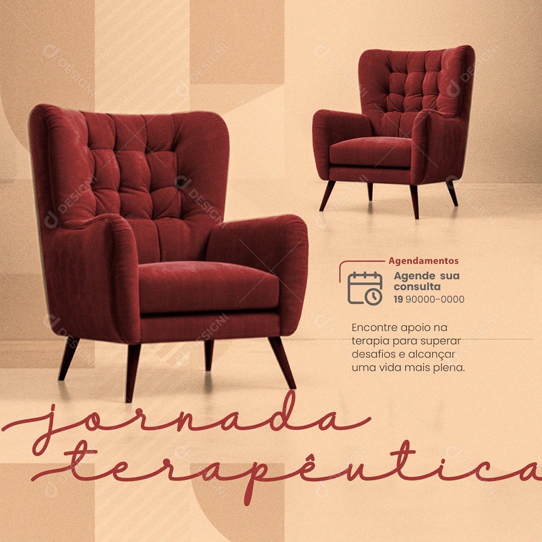 Psicólogo Jornada Terapêutica Agende sua Consulta Social Media PSD Editável