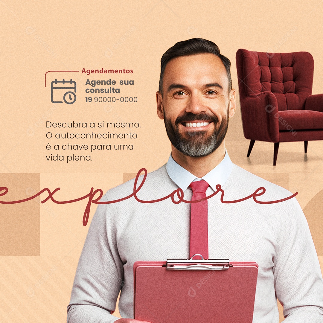 Psicólogo Agende sua Consulta Agendamentos Social Media PSD Editável