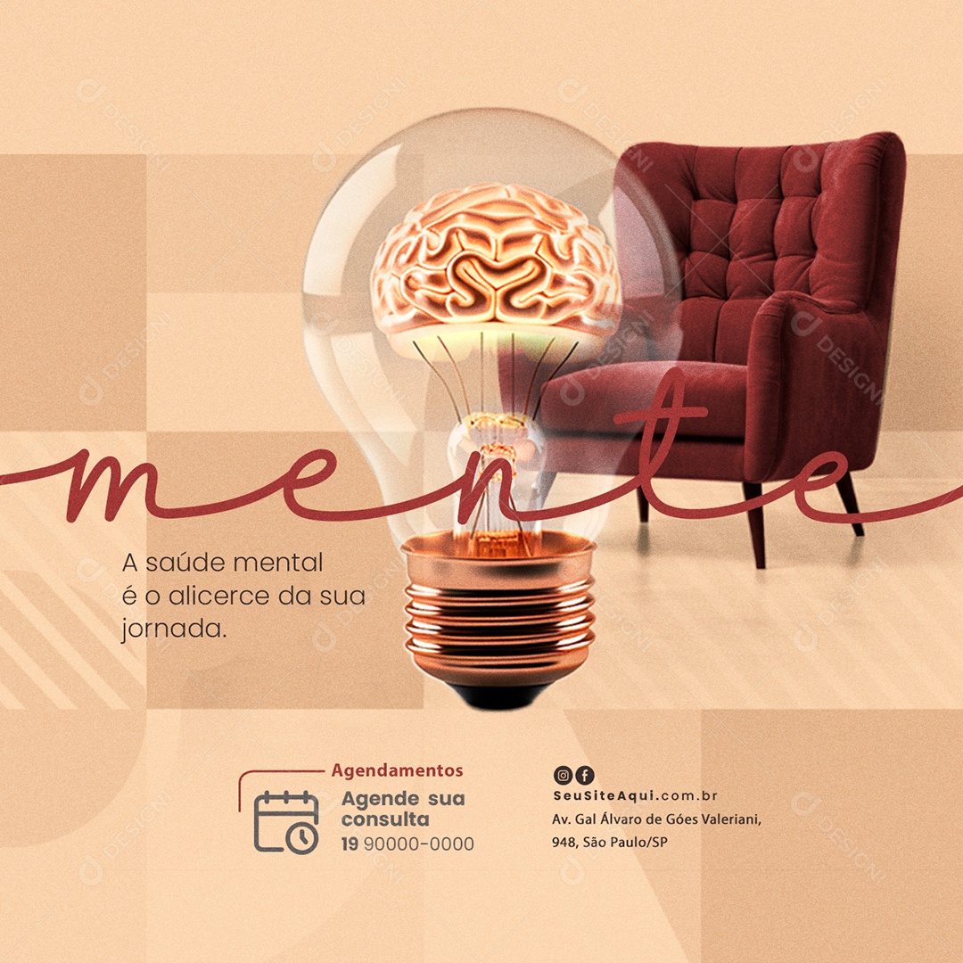 Psicólogo A Saúde Mental é o Alicerce da sua Jornada Social Media PSD Editável