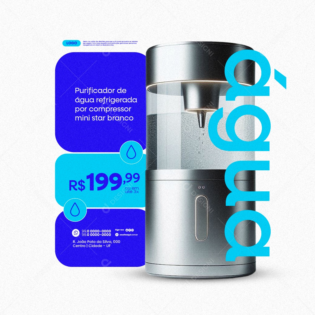 Purificador de Água Refrigerada por Compressor Social Media PSD Editável