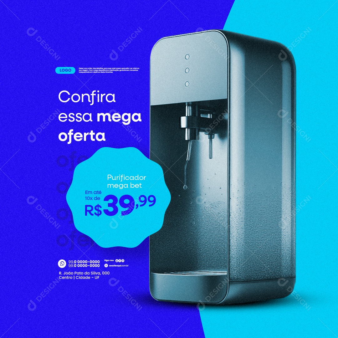 Purificador de Água Confira essa Mega Oferta Social Media PSD Editável