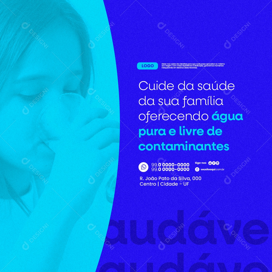 Purificador de Água Cuide da Saúde da Sua Família Social Media PSD Editável