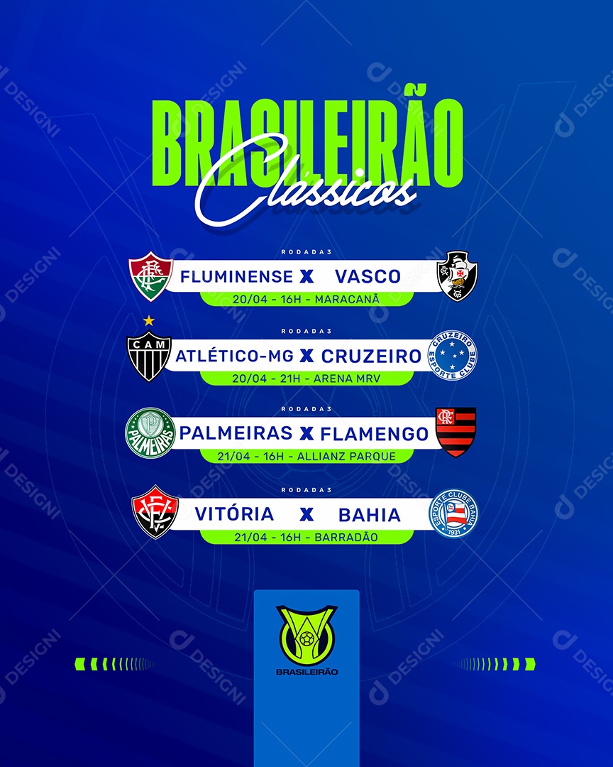 Futebol Brasileirão Clãssicos Social Media PSD Editável