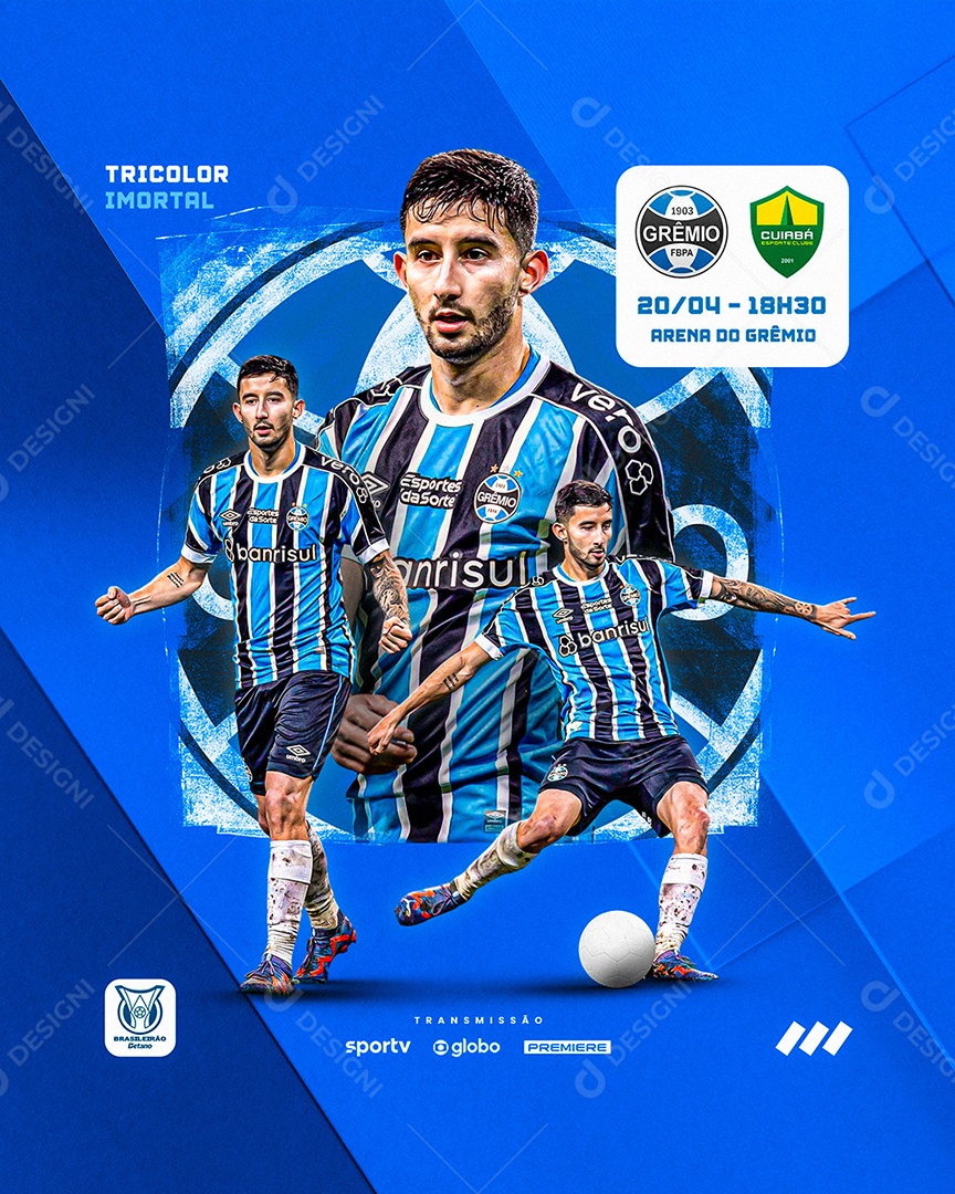 Futebol Brasileirão Gremio X Cuiabá Social Media PSD Editável