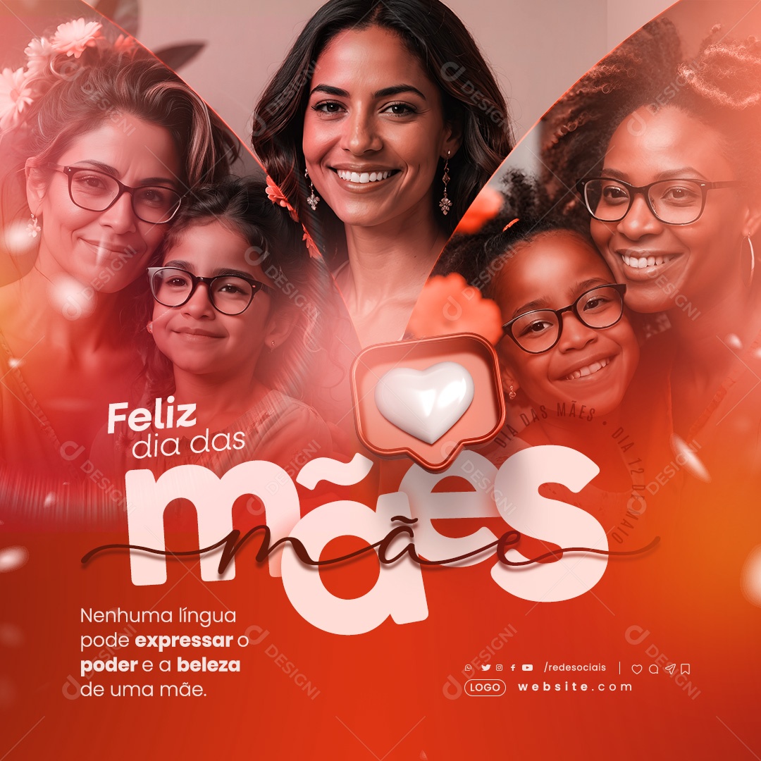 Feliz Dia das Mães Poder e a Beleza de uma Mãe Social Media PSD Editável