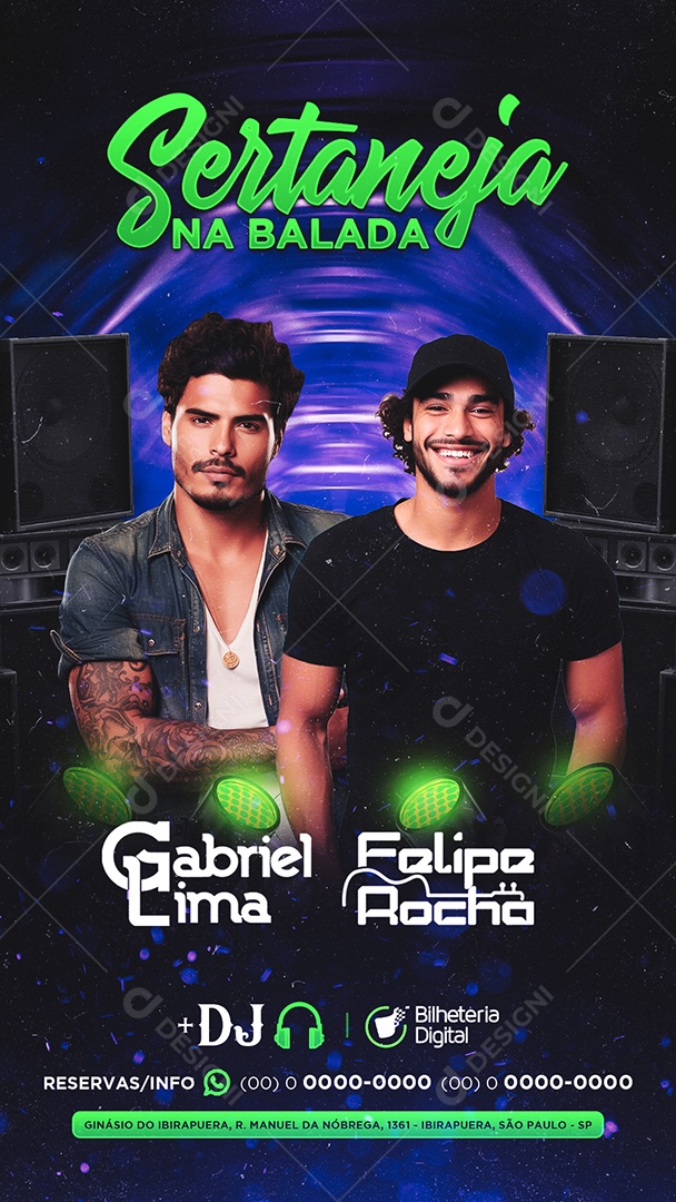 Story Flyer Sertaneja na Balada Gabriel Lima Felipe Rocha Social Media PSD Editável