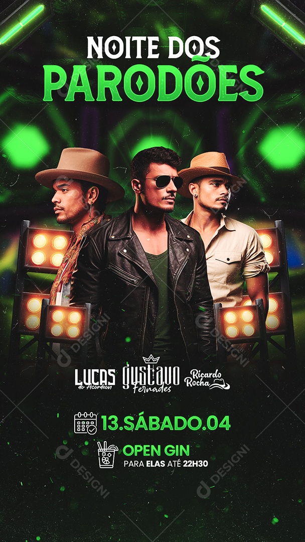 Story Flyer Noite dos Paredões Lucas do Acordeon Gustavo Fernades Social Media PSD Editável