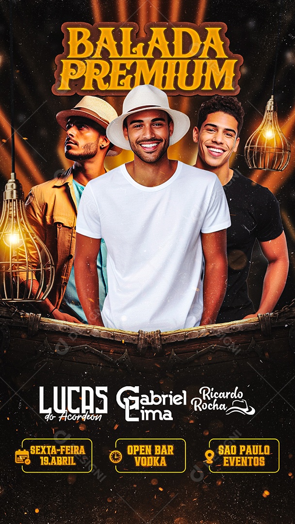 Story Flyer Balada Premium Lucas do Acordeon Gabriel Lima Social Media PSD Editável