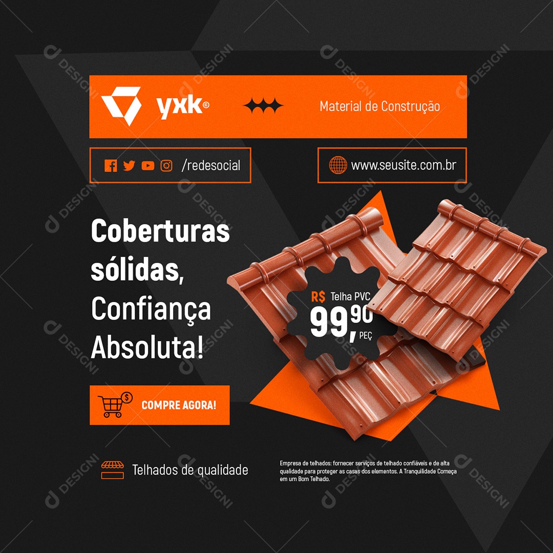 Loja de Telhados Telhado PVC Coberturas Sólidas Social Media PSD Editável