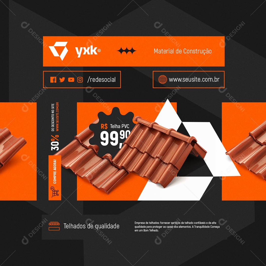 Loja de Telhados Telha PVC Telhados de Qualidade Social Media PSD Editável