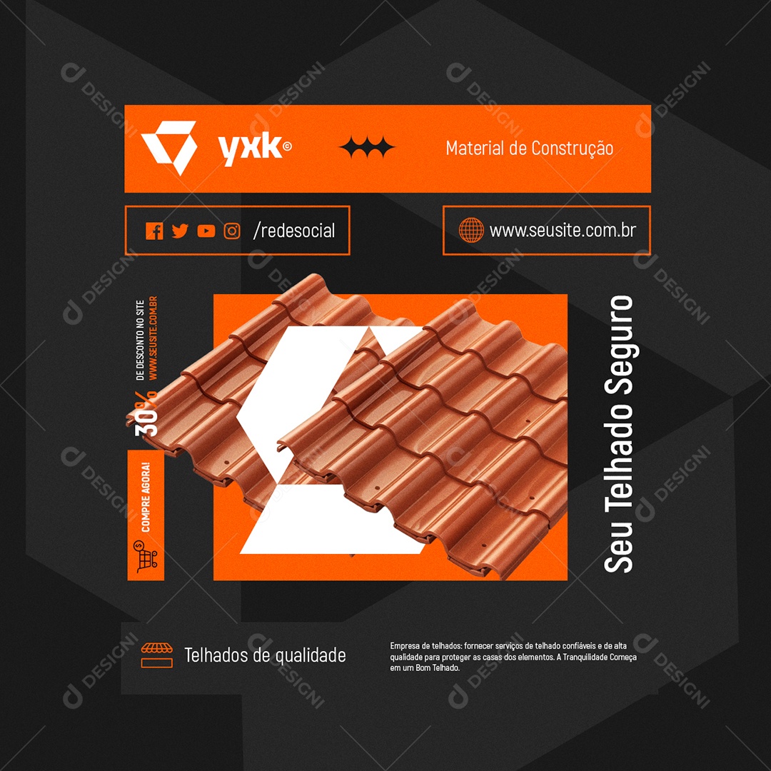 Loja de Telhados Material de Construção Social Media PSD Editável