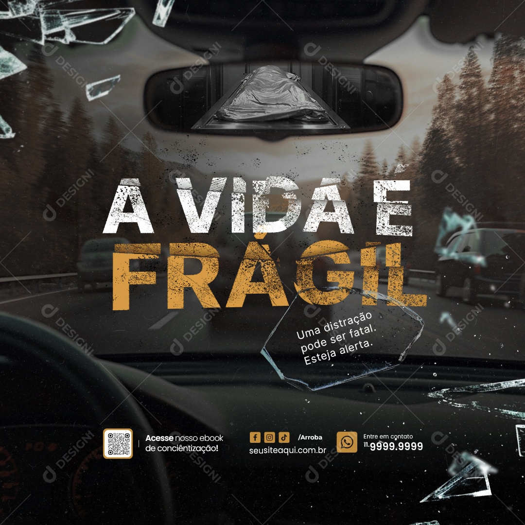 Yellow May Advertising Campaign: Life is Fragile Editable Social Media PSD