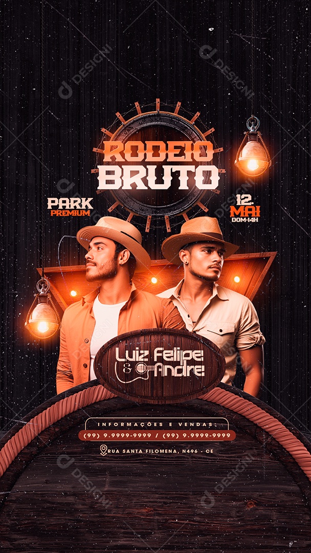 Story Flyer Rodeio Bruto Luiz Felipe e Andre Social Media PSD Editável