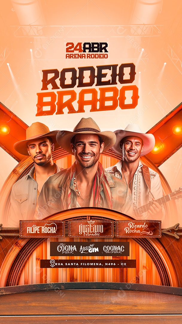 Story Flyer Rodeio Brabo Felipe Rocha Gustavo Fernades Ricardo Rocha Social Media PSD Editável