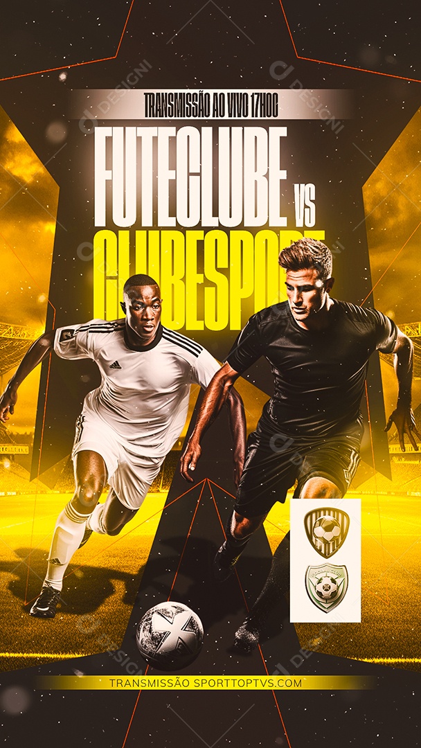 Story Jogo de Futebol Transmissão Ao Vivo Futeclube vs Clubesport Social Media PSD Editável