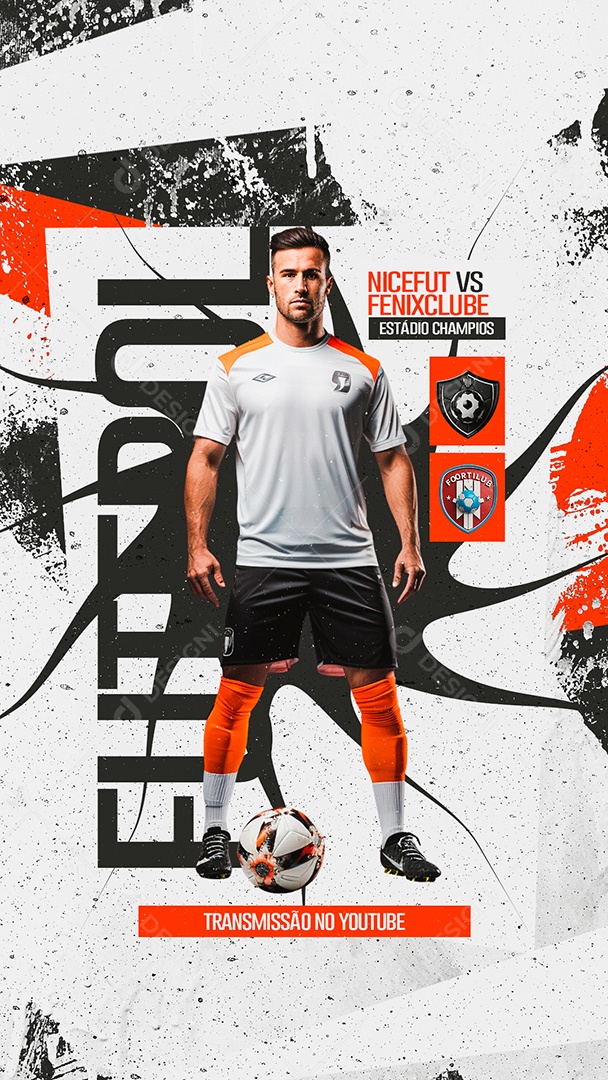 Story Jogo de Futebol Transmissão no Youtube Social Media PSD Editável