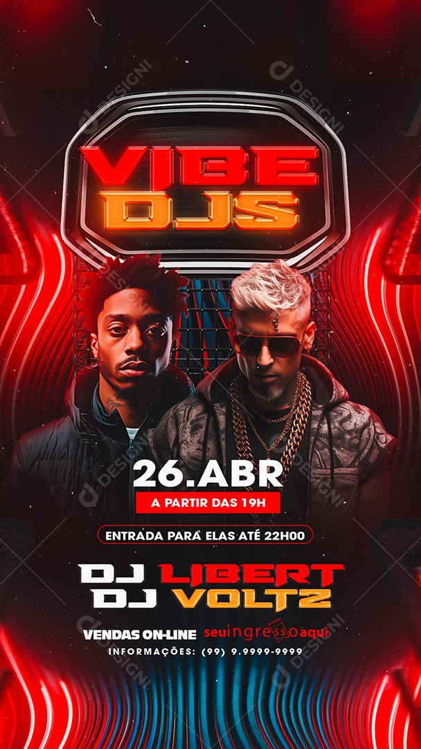 Story Flyer Vibe DJS DJ Libert DJ Voltz Social Media PSD Editável
