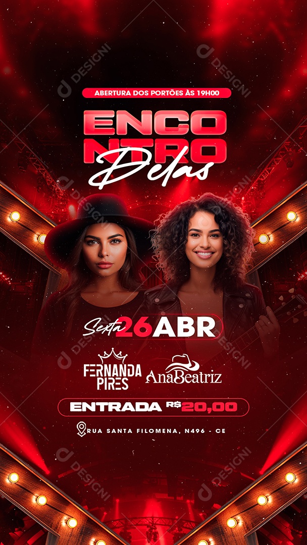 Story Flyer Encontro Delas Fernanda Pires Ana Beatriz Social Media PSD Editável