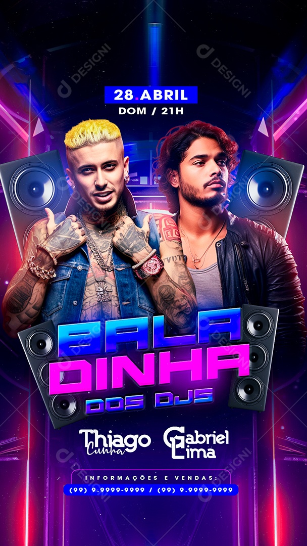 Story Flyer Baladinha Dos DJS Thiago Cunha Gabriel Lima Social Media PSD Editável