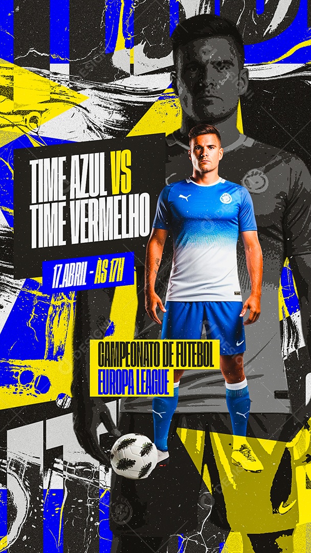 Story Jogo de Futebol Time Azul VS Time Vermelho Social Media PSD Editável