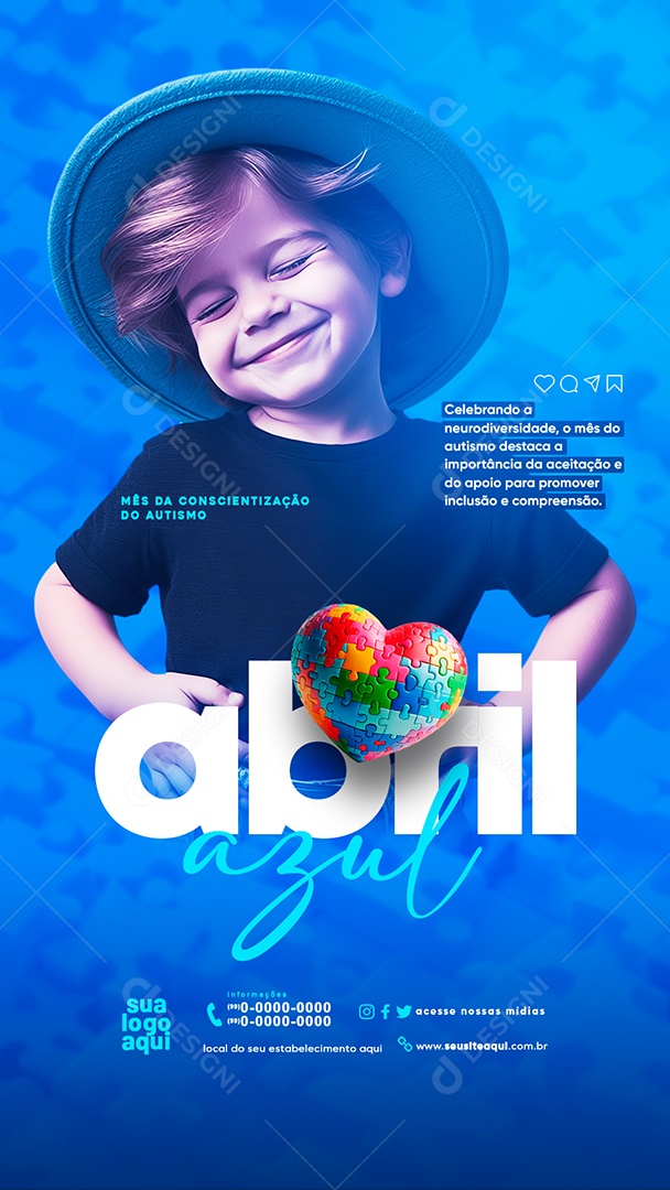 Story Abril Azul Celebrando a Neurodiversidade Social Media PSD Editável