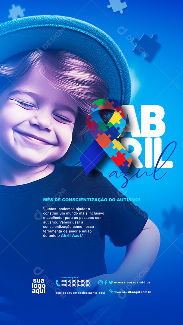 Story Social Media Abril Azul Mês de Conscientização do Autismo PSD Editável