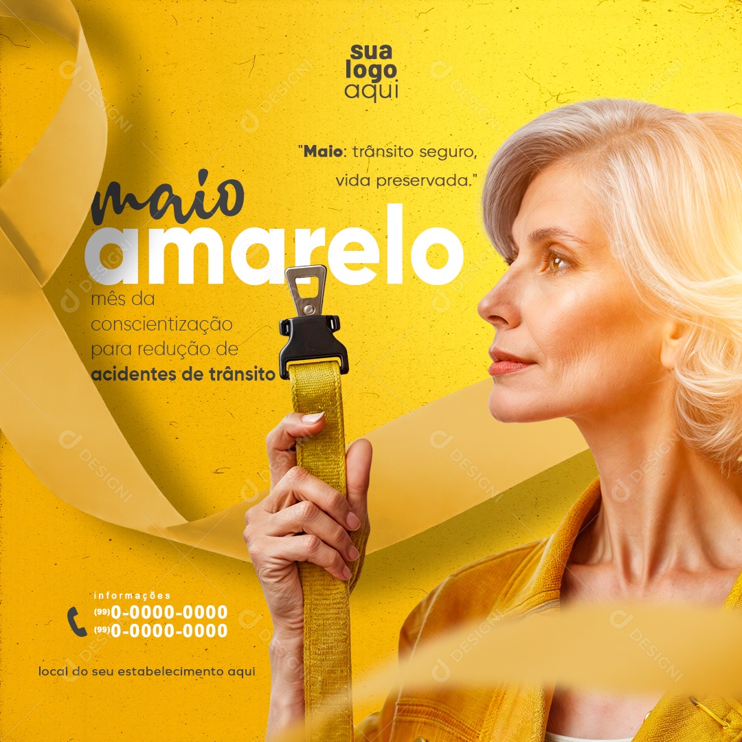 Social Media Maio Amarelo Mês da Conscientização para Redução de Acidentes PSD Editável