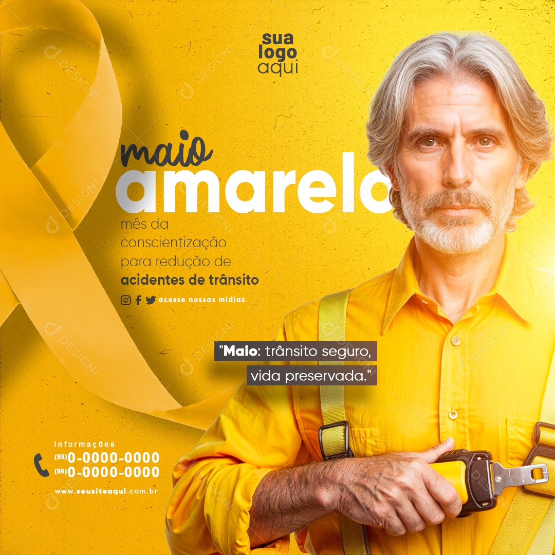 Social Media Maio Amarelo Trânsito Seguro Vida Preservada PSD Editável